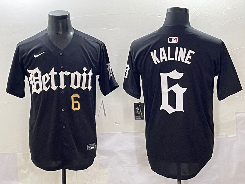 Men 2025 Detroit Tigers #6 Kaline Black Five generations Joint Name Nike MLB Jersey style 9->detroit tigers->MLB Jersey